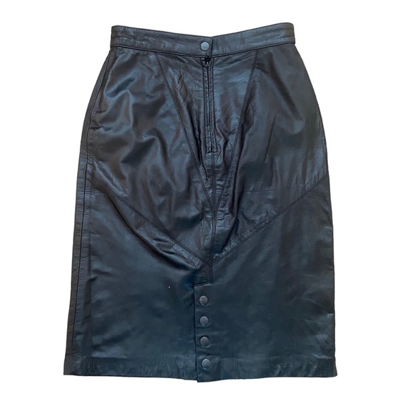 Vintage Genuine Leather Pencil Skirt - Picture 2 of 6